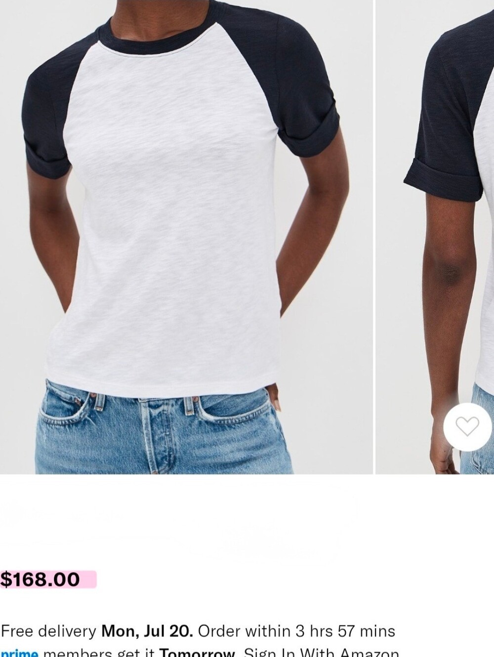 NWT Veronica Beard Designer Baseball Tee White/ Navy XS 100% Pima Cotton $168 - Picture 6 of 14